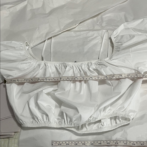 ZARA OFF THE SHOULDER TOP WITH BALLOON SLEEVES IN WHITE SZ M - Picture 9 of 12